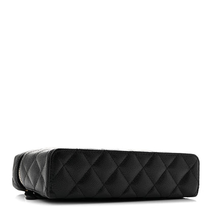 Caviar Quilted Top Handle Slim Vanity With Chain Black