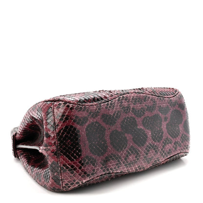 Snakeskin Bamboo Medium Lady Lock Top Handle Bag Purple