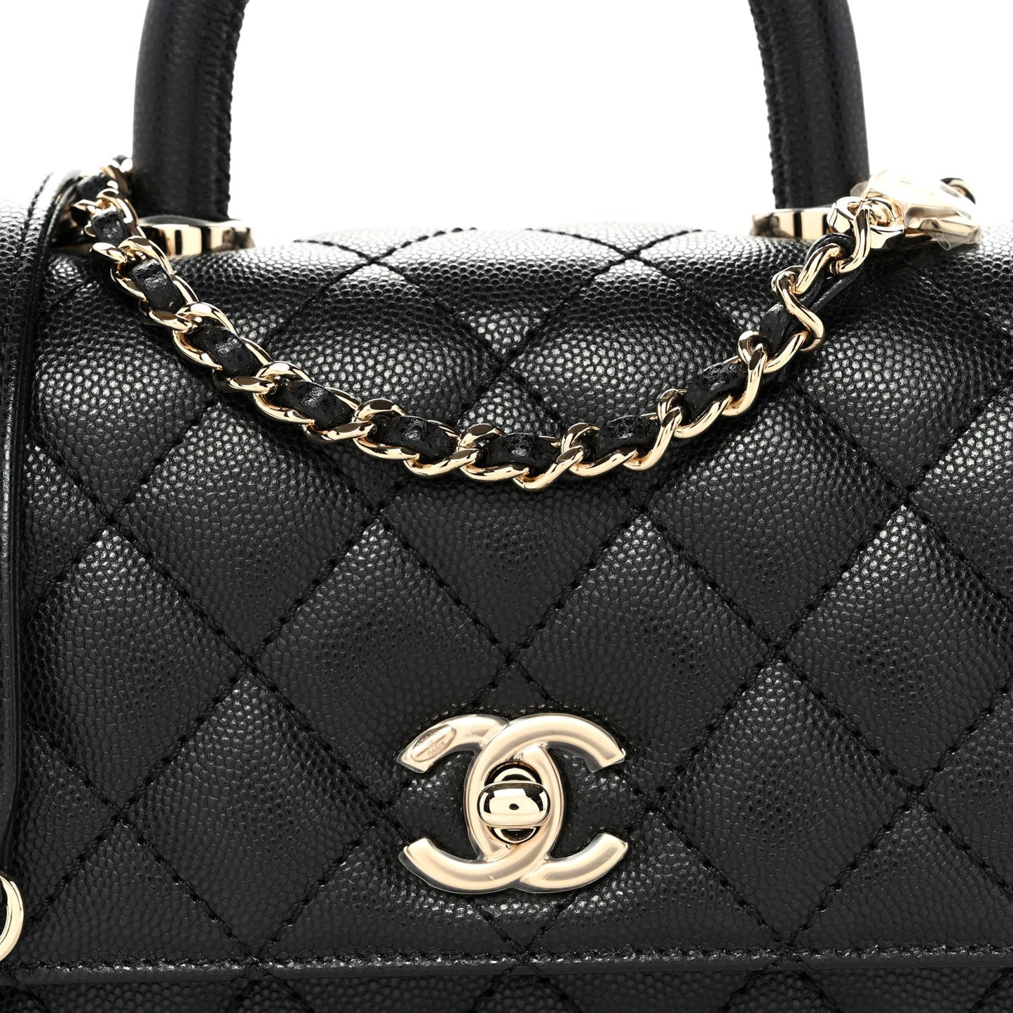 Caviar Quilted Extra Mini Coco Handle Flap Black