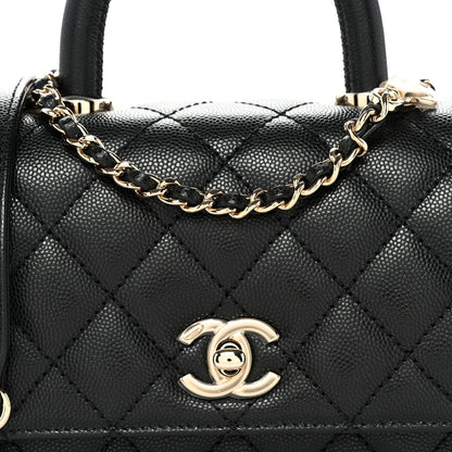 Caviar Quilted Extra Mini Coco Handle Flap Black