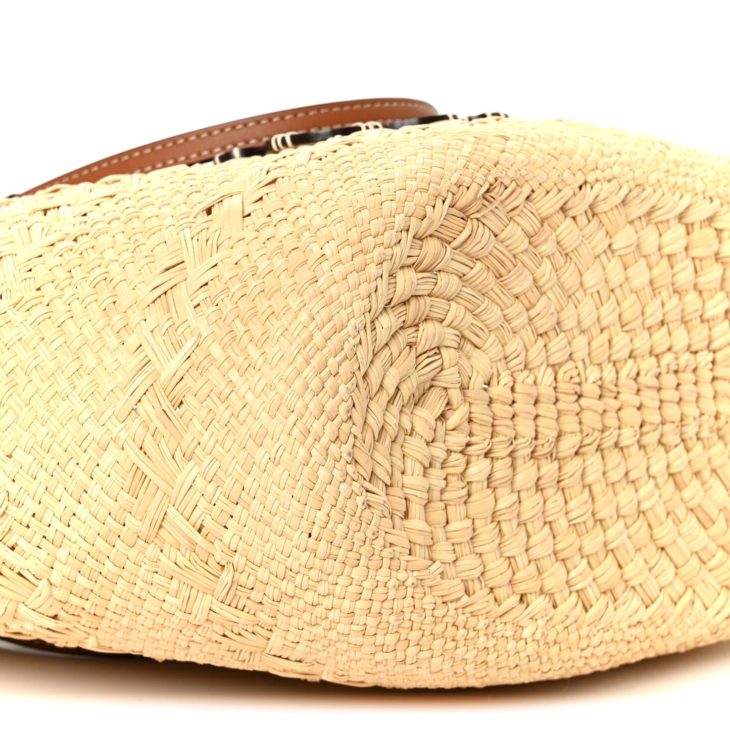 Calfskin Raffia Medium Anagram Basket Tote Bag Natural Tan