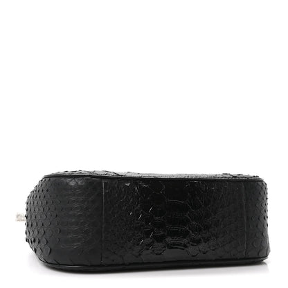 Alexander McQueen Snakeskin Crystal Mini T Bar Top Handle Black