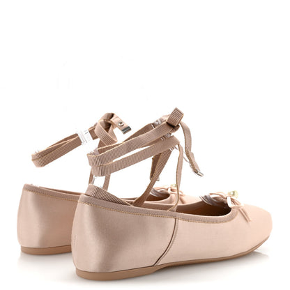 Satin Grosgrain D-Joy Ballet Flats 36 Beige Rose