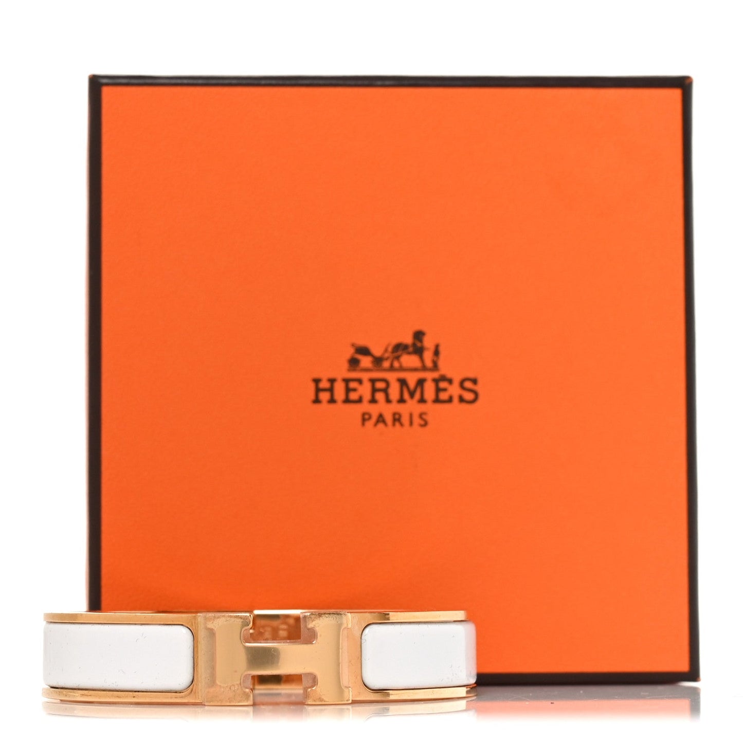 Enamel Narrow Clic Clac H Bracelet PM White
