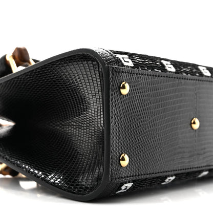 Lizard Sequin GG Monogram Mini Diana Tote Bag Black