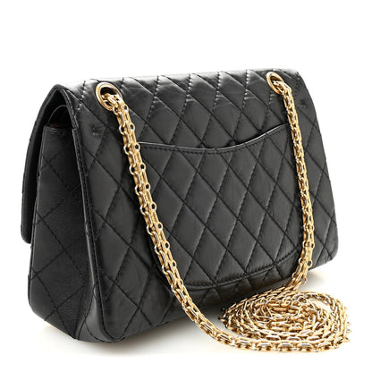 Aged Calfskin Quilted 2.55 Reissue 225 Flap Black