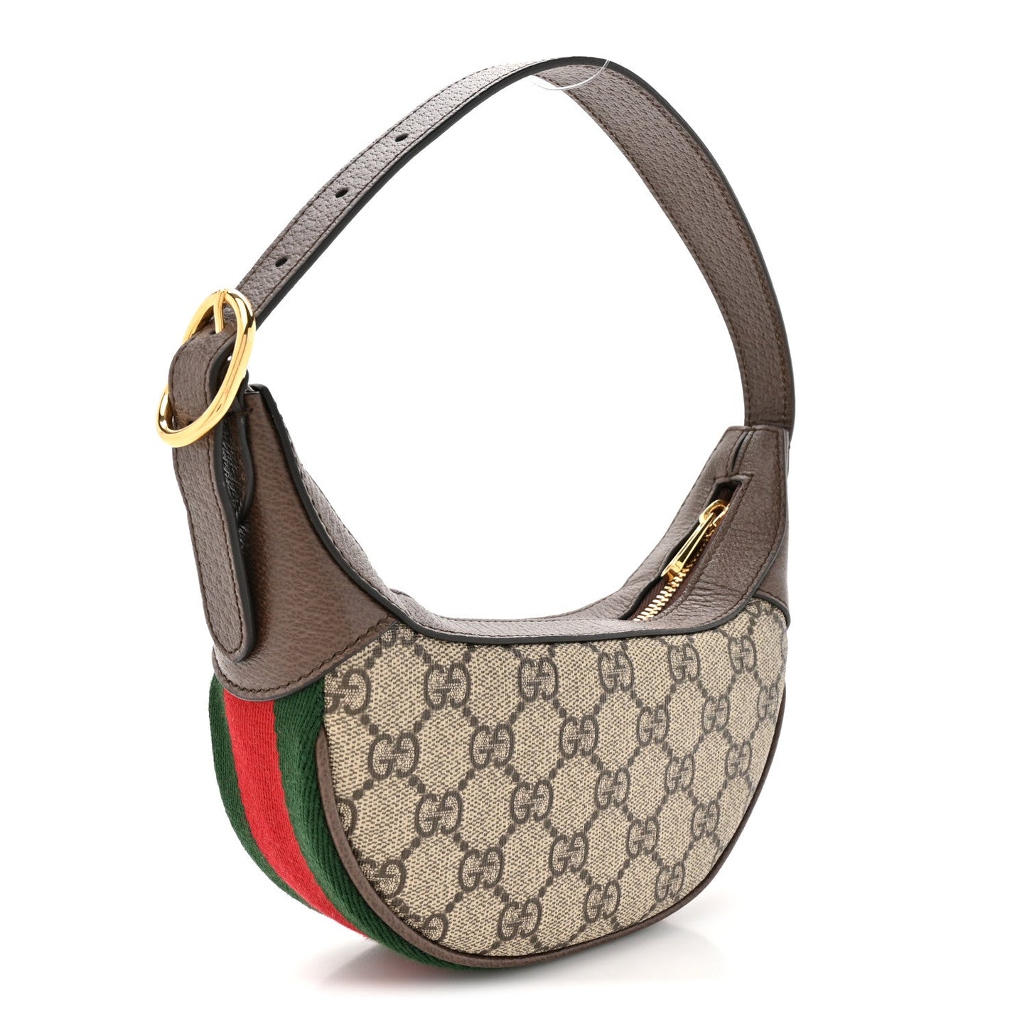 GG Supreme Monogram Textured Dollar Calfskin Web Mini Ophidia Bag Beige Ebony New Acero
