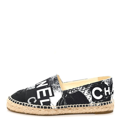 Printed Canvas Grosgrain 31 Rue Cambon Espadrilles 37 Black White