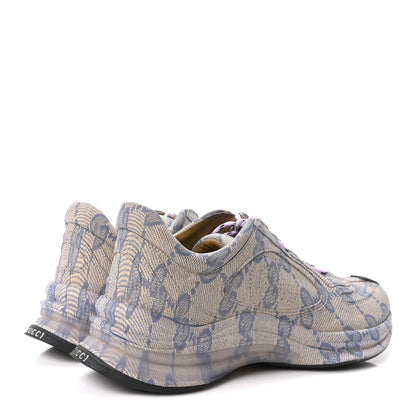 Ultralight Plume Calfskin Monogram Printed Mens Gucci Run Sneakers 8.5 Beige Blue