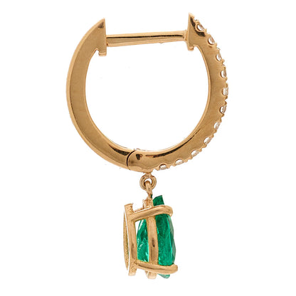 Anita Ko 18K Rose Gold Diamond Emerald Pear Drop Huggie Single Earring