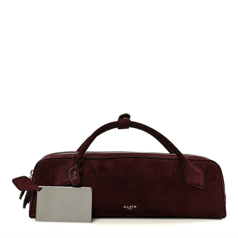 Alaia Suede Goatskin Teckel Clutch Rouge Grenat