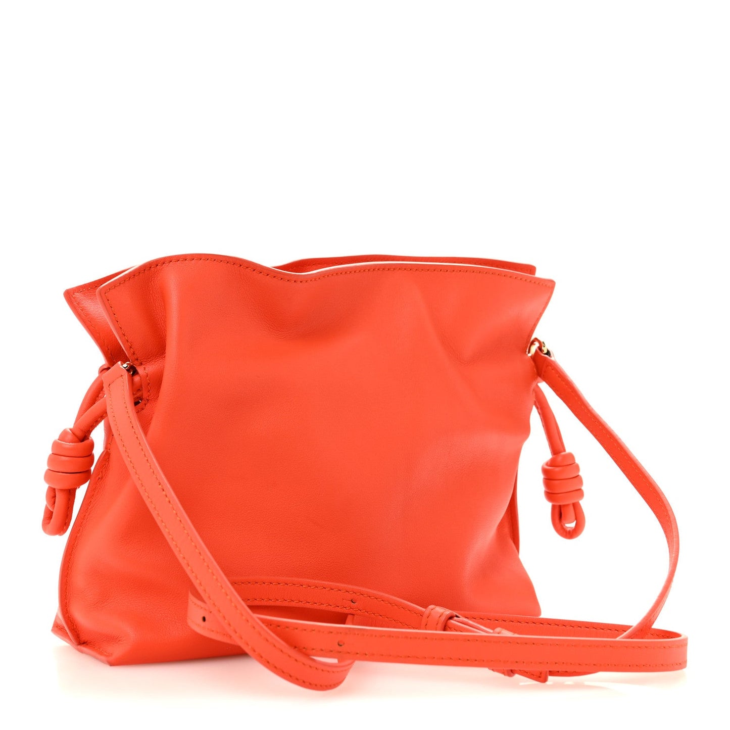 Nappa Calfskin Mini Flamenco Knot Clutch Sunrise Orange