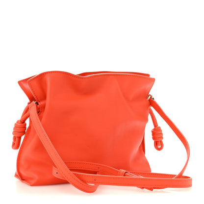 Nappa Calfskin Mini Flamenco Knot Clutch Sunrise Orange