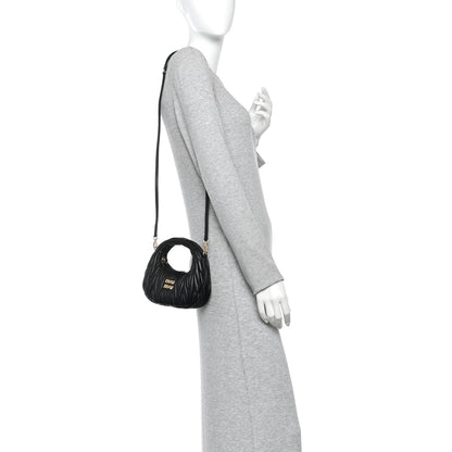 Nappa Matelasse Mini Wander Hobo Black