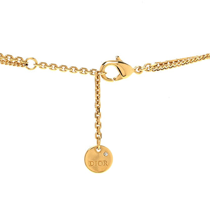 Metal Crystal Petit CD Double Necklace Gold