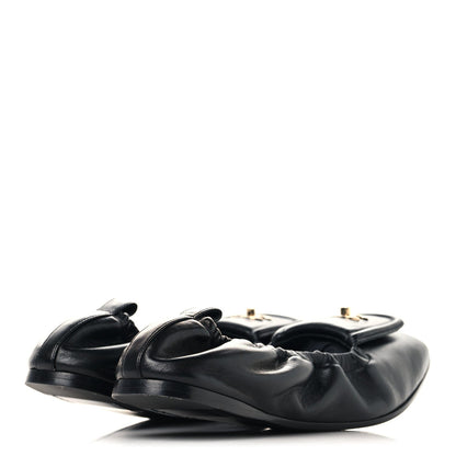 Lambskin CC Turnlock Ballerina Flats 39.5 Black