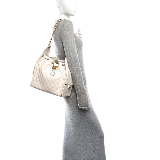 Caviar Quilted Medium Chanel 25 Handbag White