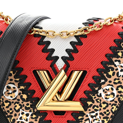 Epi Jungle Twist Shoulder Bag MM Black Coquelicot