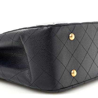 Caviar Quilted Large CC Shopping Tote Navy
