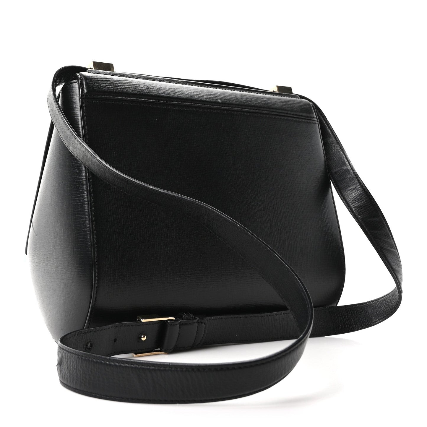Textured Calfskin Medium Pandora Box Crossbody Bag Black