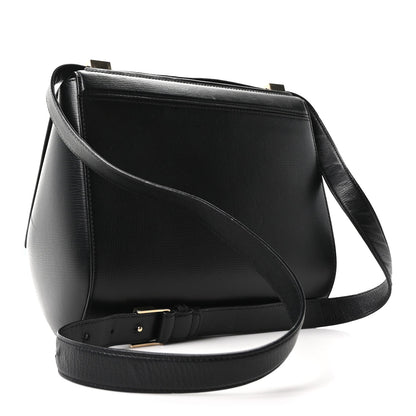 Textured Calfskin Medium Pandora Box Crossbody Bag Black