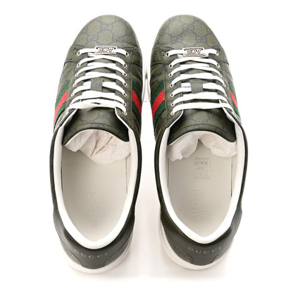 GG Supreme Monogram Web Mens New Ace Sneakers 10 Green