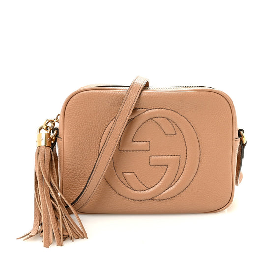 Pebbled Calfskin Small Soho Disco Bag Camelia