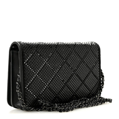 Lambskin Studded Wallet On Chain WOC Black
