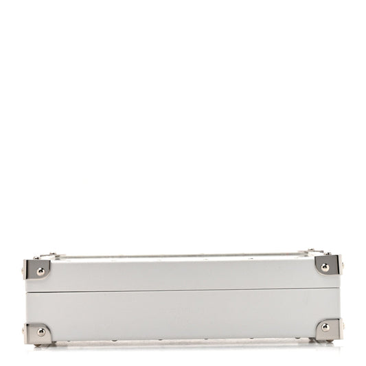 Calfskin Mirror Monogram Etched Jewelry Box Trunksu White