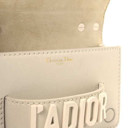 Ultra Matte Calfskin Mini J'Adior Chain Flap Bag White