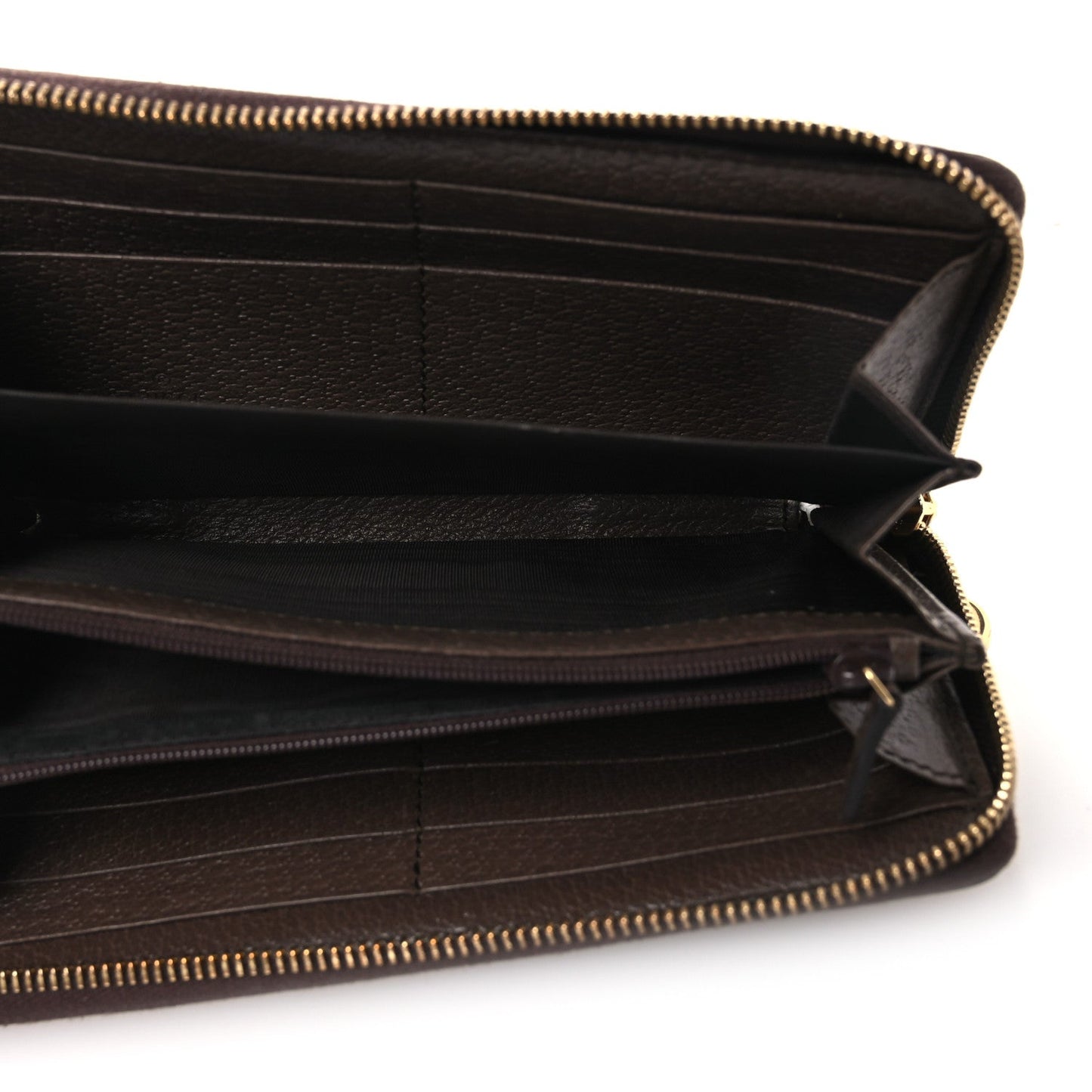 GG Supreme Monogram Web Ophidia Zip Around Wallet Brown