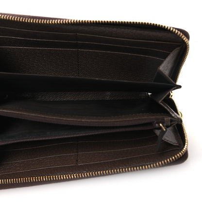 GG Supreme Monogram Web Ophidia Zip Around Wallet Brown