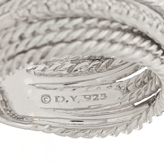 Sterling Silver Diamond 12mm Wide Crossover Cable Ring 54 7