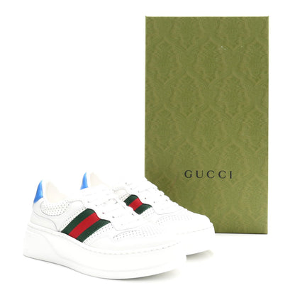 Calfskin Web Perforated Womens Platform 55mm Sneakers 36 White Bright Splash