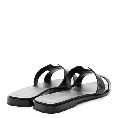 Box Calfskin Oran Sandals 37 Black