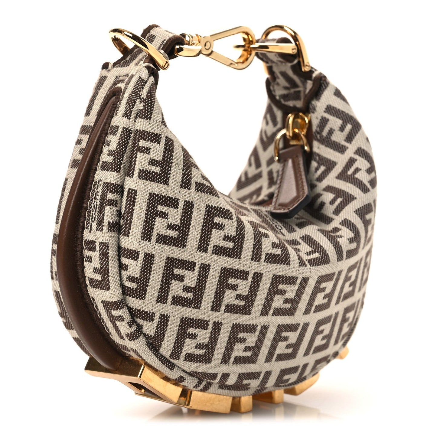 Fabric Jacquard FF 1974 Nano Fendigraphy Hobo Charm Beige