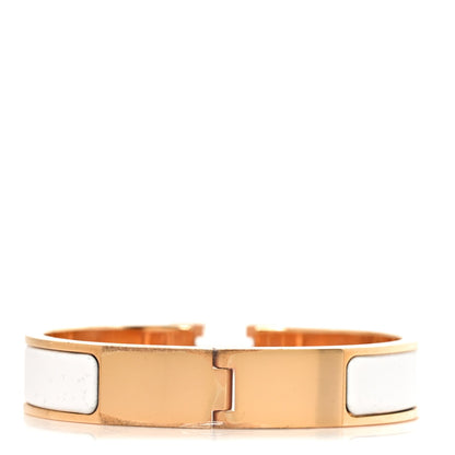 Enamel Narrow Clic Clac H Bracelet PM White