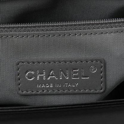 Lambskin Quilted Large Boy Flap Black
