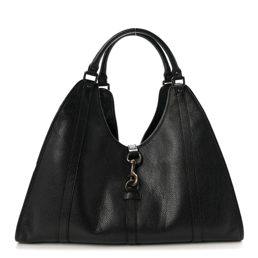 Pebbled Calfskin Large Joy Shoulder Bag Black
