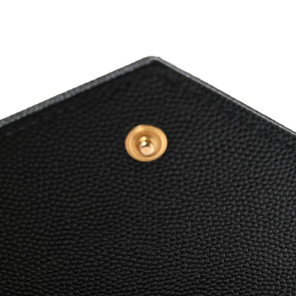 Grain De Poudre Matelasse Chevron Small Monogram Envelope Wallet Black