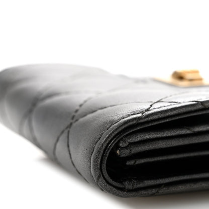 Metallic Calfskin Quilted Reissue Card Holder Wallet Charcoal