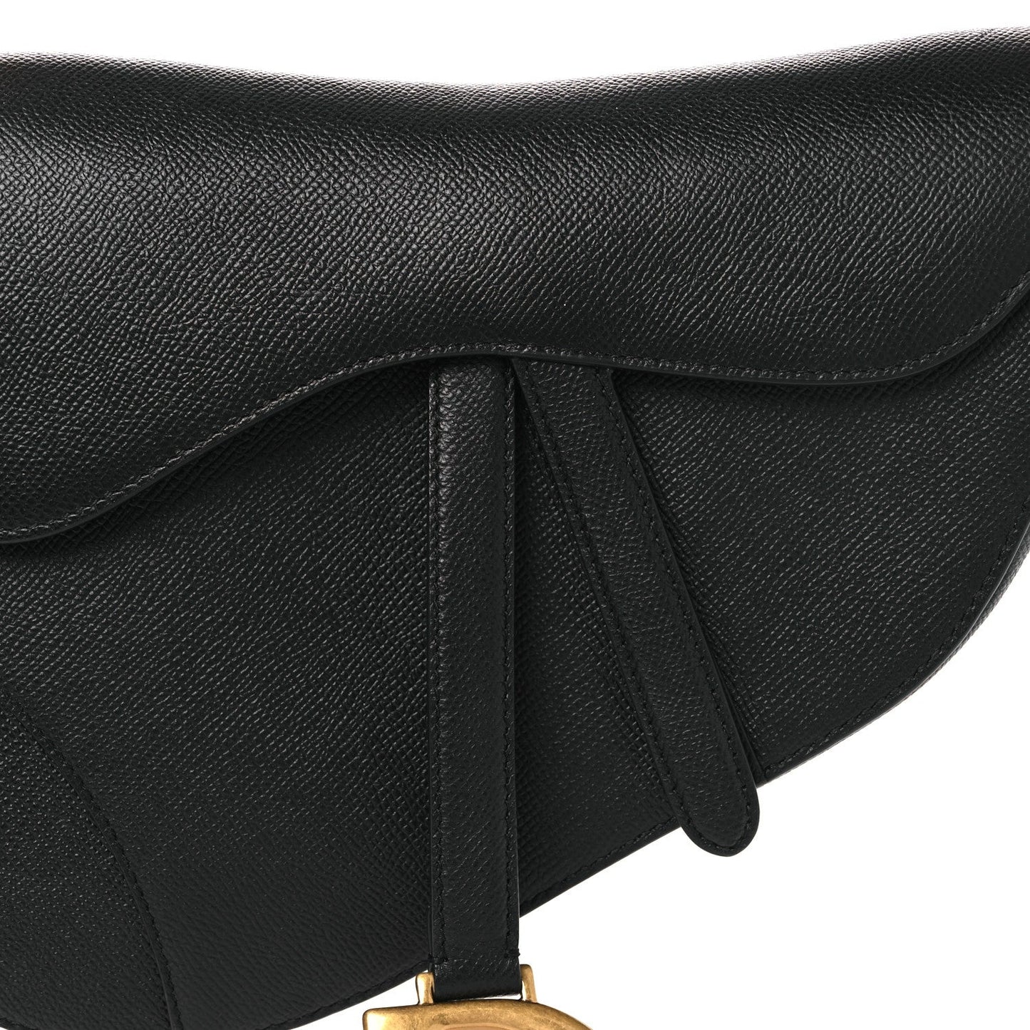 Grained Calfskin Saddle Bag Black