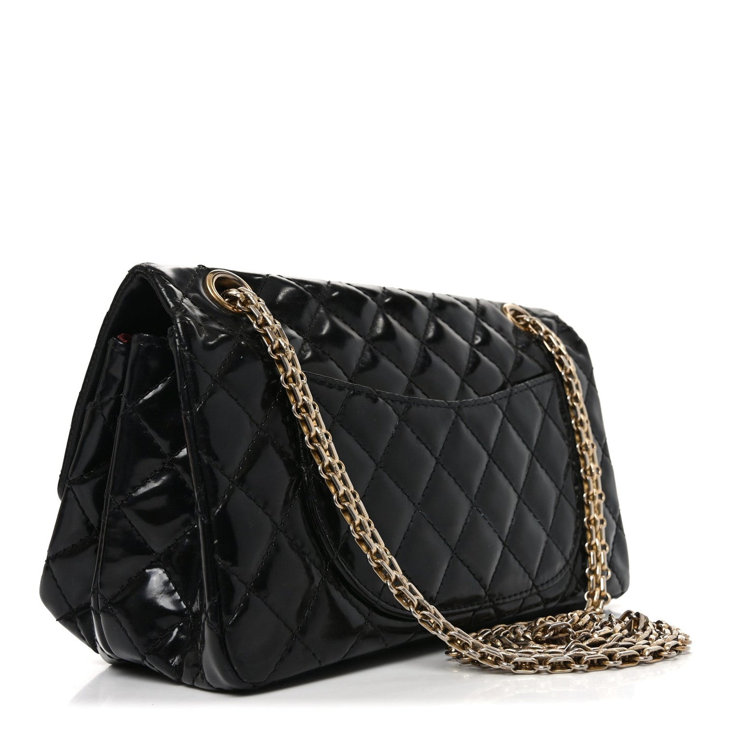 Patent Quilted Accordion Reissue 2.55 Flap Black