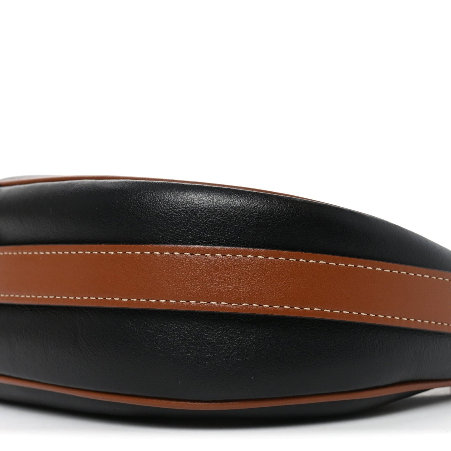 Smooth Calfskin Medium Strap Ava Shoulder Bag Black Tan