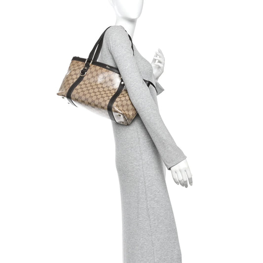 Gucci Crystal Monogram Medium Abbey Tote Brown