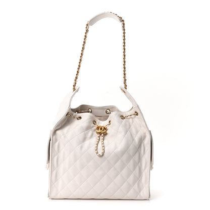 Caviar Quilted Medium Chanel 25 Handbag White