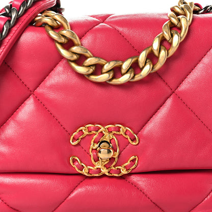 Lambskin Quilted Medium Chanel 19 Flap Dark Pink
