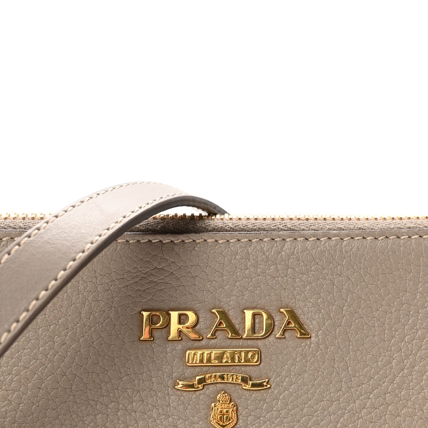 Vitello Daino Zippered Crossbody Bag Argilla