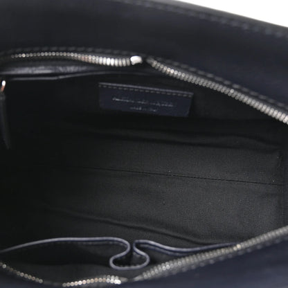 Alexander McQueen Pebbled Calfskin Small Skull Padlock Zip Around Tote Navy