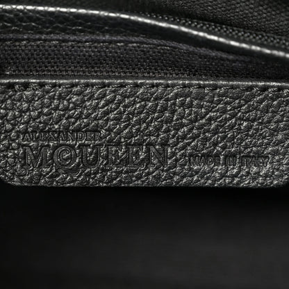 Alexander McQueen Pebbled Calfskin Mini Skull Padlock Zip Around Tote Black
